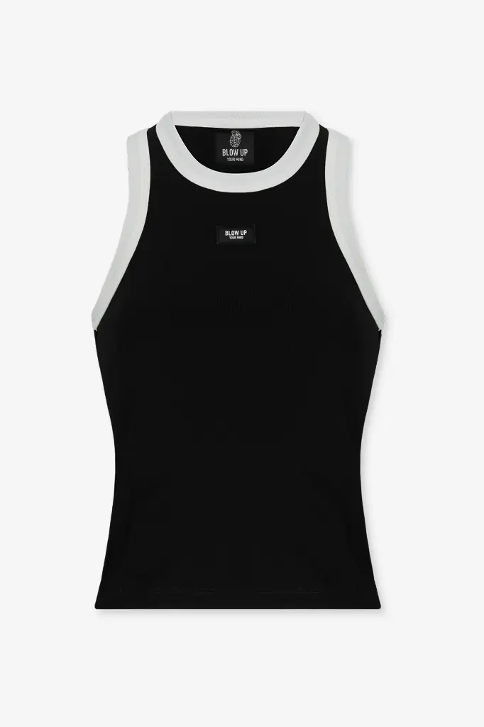 CROP TOP BLOW UP BLACK TANK TOP