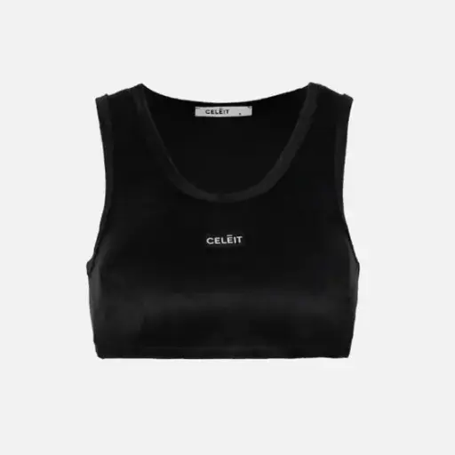 [4211003] CROP TOP CELEIT LABEL BLACK